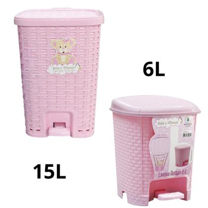 Imagem de Kit Lixeiras De 15L + 6L Rosa Bebê & Mamãe - Monte Libano