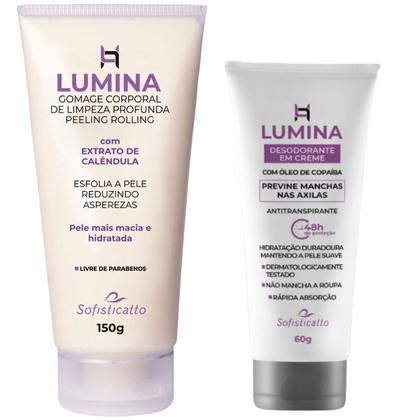 Imagem de Kit Lumina Desodorante Creme Axilas Suvaco Anti Transpirante e Esfoliante Corporal