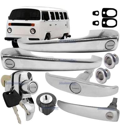 Imagem de Kit Maçanetas Externas Kombi Completo Cromada Única Chave