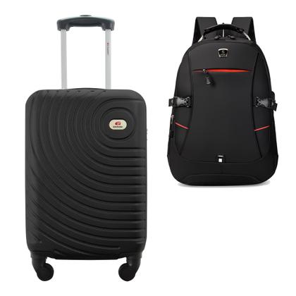 Imagem de Kit Mala de Bordo Viagem 10kg Rodas 360º Rígida ABS Cadeado Segredo Gladiador A7MB com Mochila Executiva para Notebook