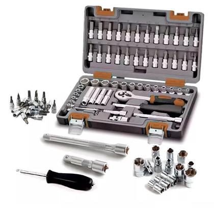 Imagem de Kit Maleta Jogo de Chave Catraca Completo 57 peças Fortt Preto - KJC001-P