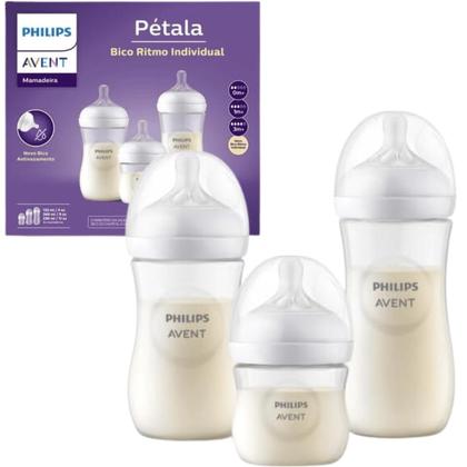 Imagem de Kit Mamadeiras Pétala 3.0 Transparente 330+260+125ml Avent