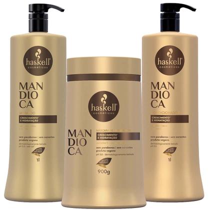 Imagem de Kit Mandioca Shamp 1l Cond 1l Máscara 900g Haskell