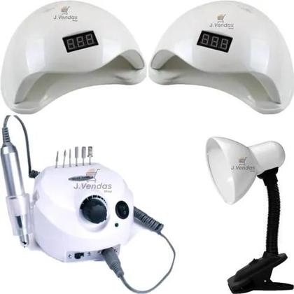 Imagem de Kit Manicure Unha Lixadeira Motor Luminária 2x Cabines 48w