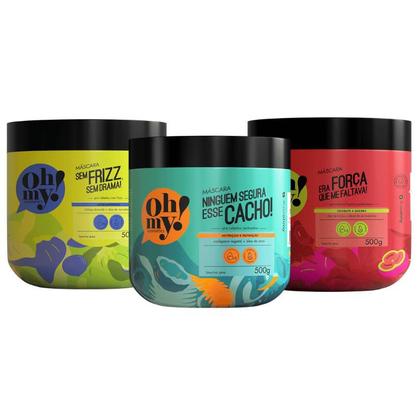 Imagem de Kit Máscaras Sem frizz + Ninguem segura esse cacho + Era força que me faltava Oh My! - 500g / Cabelos Cacheados