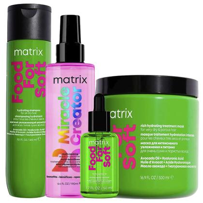 Imagem de Kit Matrix Food For Soft Shampoo 300ml + Máscara 500ml + Óleo Capilar 50ml + Spray Leave-In Miracle Creator 190ml