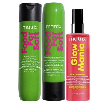 Imagem de Kit Matrix Shampoo + Condicionador Food For Soft + Leave-in Glow Mania