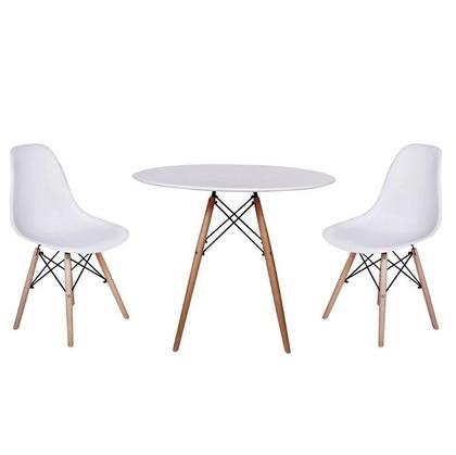 Imagem de kit Mesa Jantar Eiffel 90cm Branca + 2 Cadeiras Charles Eames - Branca