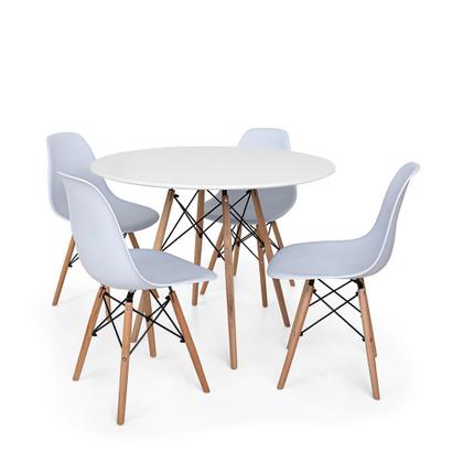 Imagem de kit Mesa Jantar Eiffel 90cm Branca + 4 Cadeiras Charles Eames - Branca