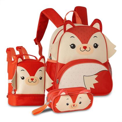 Imagem de Kit Mini Mochila Lancheira Estojo Escolar Infantil Pets