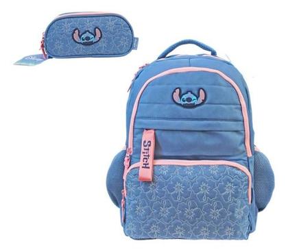 Imagem de Kit Mochila Costas Notebook C/ Estojo Triplo Original Stitch