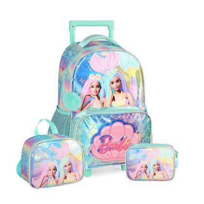 Imagem de Kit Mochila De Rodas Barbie Infantil Lancheira e Estojo Box