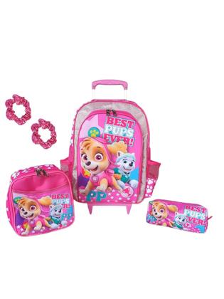 Imagem de Kit mochila de rodinhas skye  everest patrulha canina infantil escolar meninas lancheira estojo