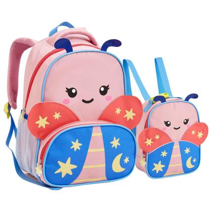 Imagem de Kit Mochila Escolar Creche Pré-escola Pequena E Lancheira Infantil Feminina Masculina 6 Temas