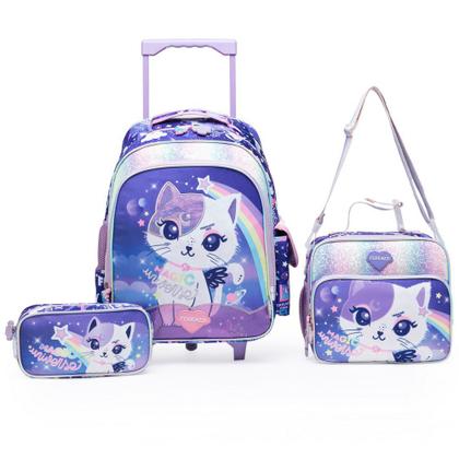 Imagem de Kit Mochila Estojo Lancheira Infantil Escolar Menina