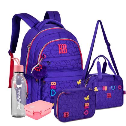 Imagem de Kit Mochila Estojo Lancheira Térmica Juvenil Escolar RB