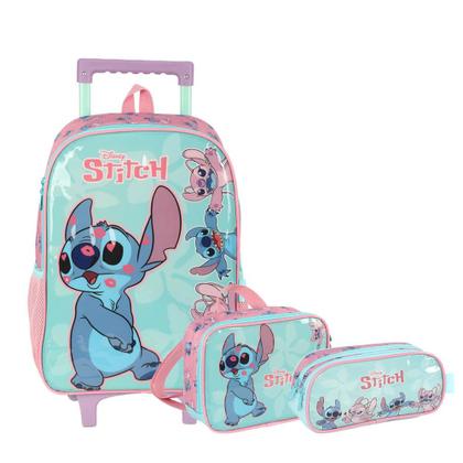 Imagem de Kit Mochila Infantil  De Rodinha Stitch Original Luxcel