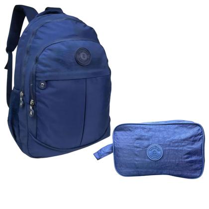 Imagem de Kit Mochila Infantil e Estojo Box Feminino Impermeável Nylon Resistente Kit Escolar Grande