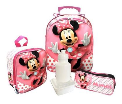 Imagem de Kit Mochila Infantil Minnie Mouse Lisa G Rodinhas Menina F5