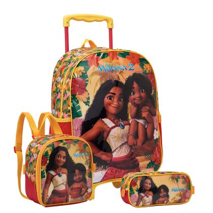 Imagem de Kit Mochila Rodas 16" Moana Lancheira E Estojo Escolar