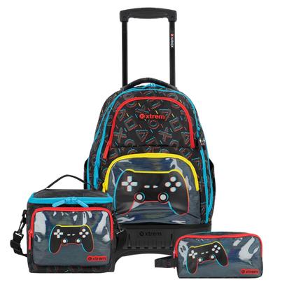 Imagem de Kit Mochila Rodinha Gamer Lancheira Térmica Estojo Escolar