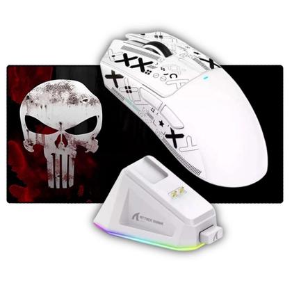 Imagem de Kit Mouse Gamer Attack Shark X11 Branco 22000Dpi + Mousepad