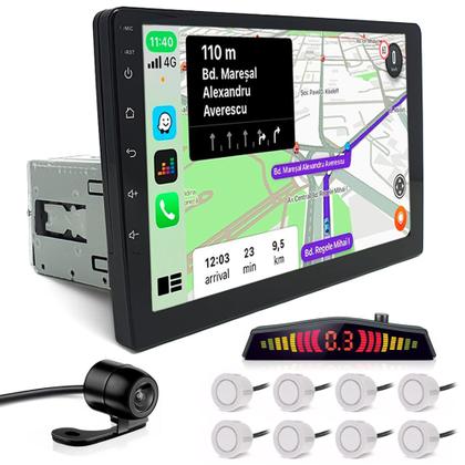 Imagem de Kit Multimídia 1 Din 9 Polegadas + Câmera Ré + Sensor 8 Pontos Branco Astra 2001 2002 2003 2004 2005 Android Auto