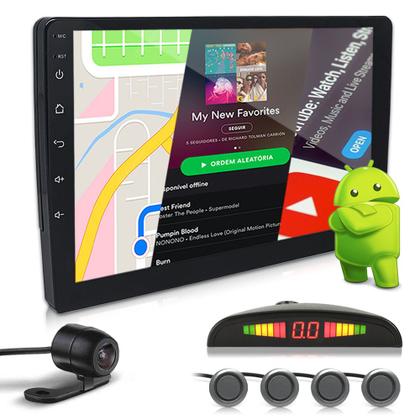 Imagem de Kit Multimídia 9 Polegadas Android + Câmera Ré + Sensor Ré Cinza Grafite Prisma 2017 2018 2019 2020 USB Bluetooth
