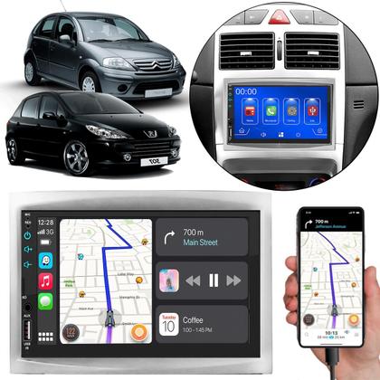 Imagem de Kit Multimídia Carplay Peugeot 307 C3 2002-2012 7 Pol MP5 Touch-Screen + Câmera