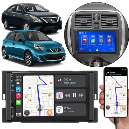 Imagem de Kit Multimídia Mp5 Versa March 2014 A 2020 7 Pol Touch-screen Carplay + Câmera de ré