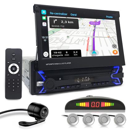 Imagem de Kit Multimídia Tela Retrátil + Câmera Ré + Sensor Ré Prata Audi A4 2009 2010 2011 2012 2013 Espelhamento