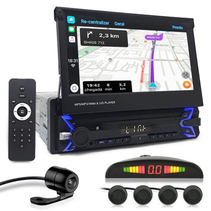 Imagem de Kit Multimídia Tela Retrátil + Câmera Ré + Sensor Ré Preto Audi A1 2010 2011 2012 2013 Espelhamento