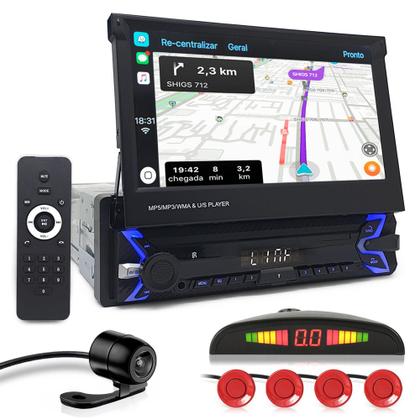 Imagem de Kit Multimídia Tela Retrátil + Câmera Ré + Sensor Ré Vermelho Audi A4 2009 2010 2011 2012 2013 Espelhamento