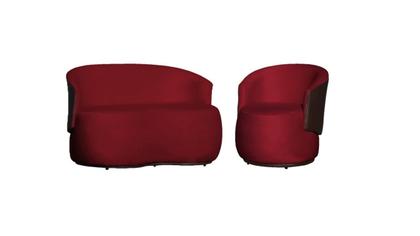 Imagem de Kit Namoradeira + Poltrona Decorativa Beatriz Orgânica Composê Couro Marrom Veludo Vermelho Mz Decor