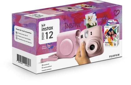 Imagem de Kit Oficial Fujifilm Instax Mini 12 Rosa  Câmera  + Pack 10 filmes Spray Art + Bolsa Rosa Gloss