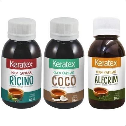 Imagem de Kit Oleo Capilar Keratex De Ricino, Coco E Alecrim 60ml Kit com 3 Unidades