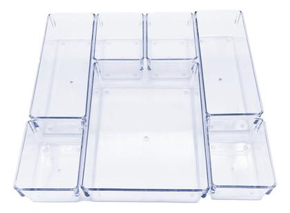 Imagem de Kit Organizador Modular Acrílico 7 Peças Gaveta Mesa