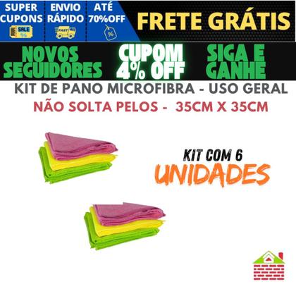 Imagem de Kit Panos Microfibra 3 6 Unidades Multiuso Toalha Mágica Carro Reutilizável Flanela Limpa Vidro