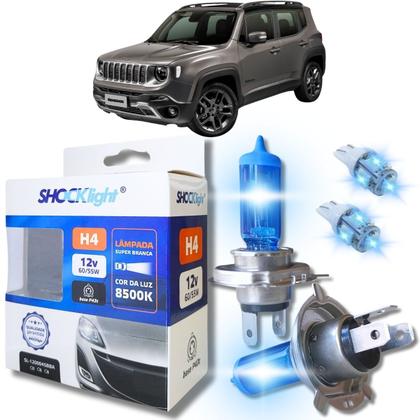 Imagem de Kit par lâmpadas super branca conector h4 8500k shocklight + par leds pingo conector t10 universal