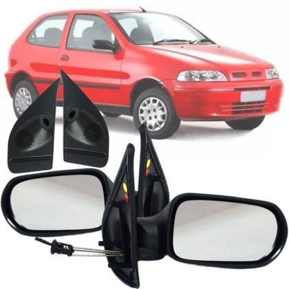 Imagem de Kit Par Retrovisor Externo Fiat Palio Strada Fire 2001 2002 2003 Direito e Esquerdo Com Controle para 2 Portas