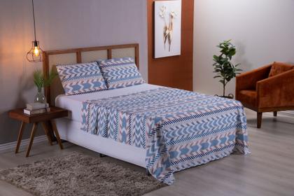 Imagem de Kit Para Cama Casal Padrão Com Lençol Elástico e Lençol de Cobrir Com 2 Fronhas Tecido 400 Fios