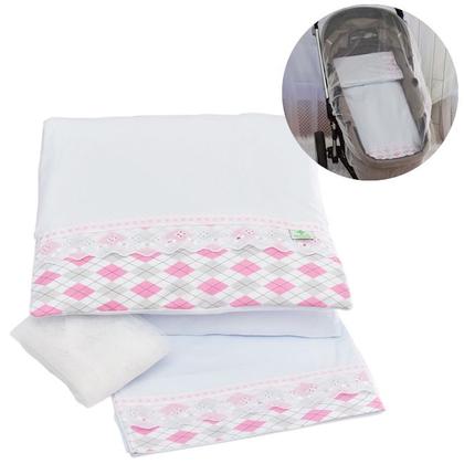 Imagem de Kit Para Carrinho De Bebê 4 Peças Malha De Fio Penteado Texnew
