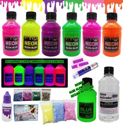 Imagem de Kit Para Fazer Slime Especial Com Colas Neon e Luz Negra