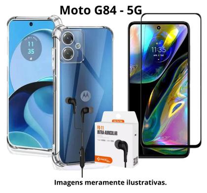 Imagem de Kit para Moto G84 - Capa Transparente + Pelicula 3D + Fone com fio para Motorola Moto G84