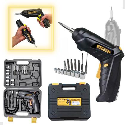 Imagem de Kit Parafusadeira Sem Fio Portátil USB Completo Recarregável