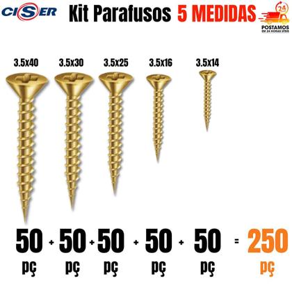 Imagem de Kit Parafusos Chipboard 5 medidas