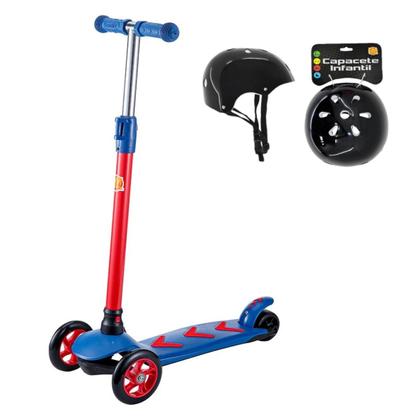 Imagem de Kit Patinete Ajustável Menino Seta Radical Azul e Capacete