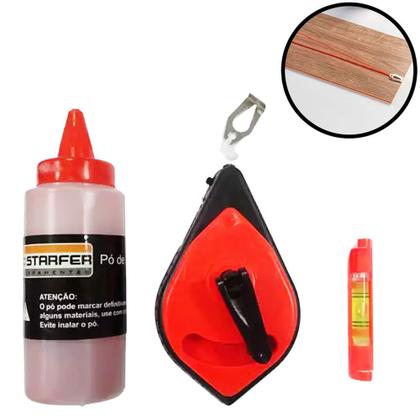 Imagem de Kit Pedreiro Giz, Linha E Mini Nível Starfer 30m