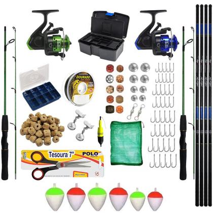 Imagem de Kit Pesca Completo 2 Vara 2 Molinete 4 Telescopica Itens