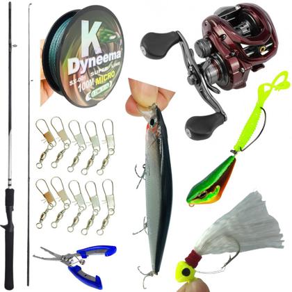 Imagem de Kit Pesca Esportiva Traíras Tucunaré Carretilha Vara+Itens